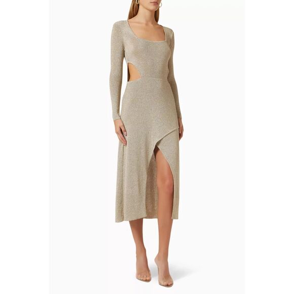 MISA Minka Cut-out Midi Dress in Lurex Jersey Size S NWOT - Picture 1 of 9